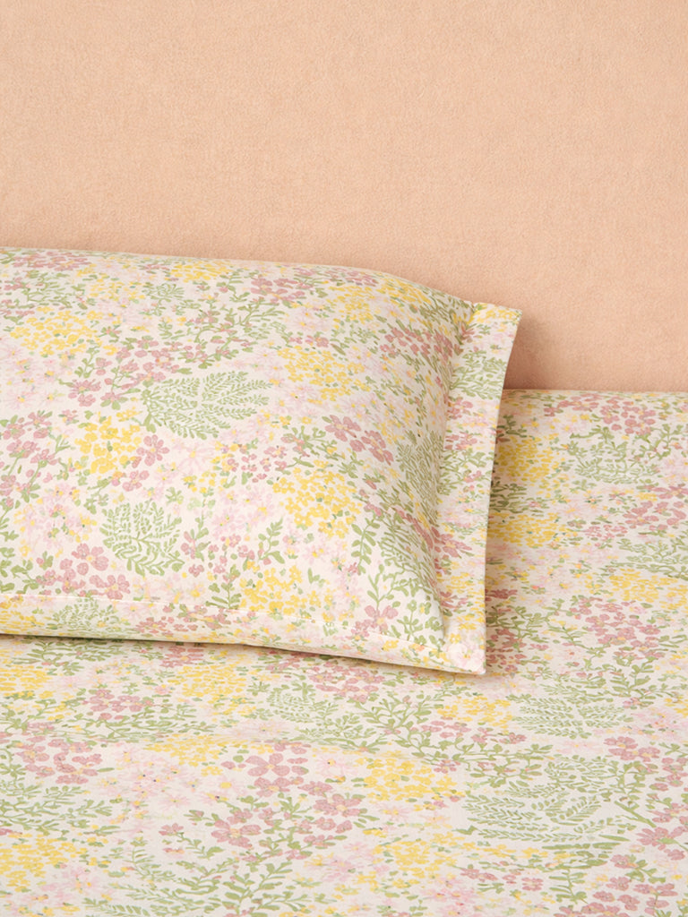 Westside Home Multicolour Botanical Printed Double Bed Sheet Set