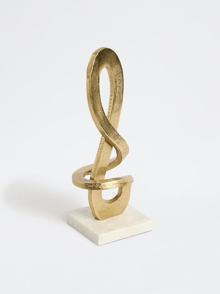 Westside Home Gold Knotted Sculpture on Marble Stand
