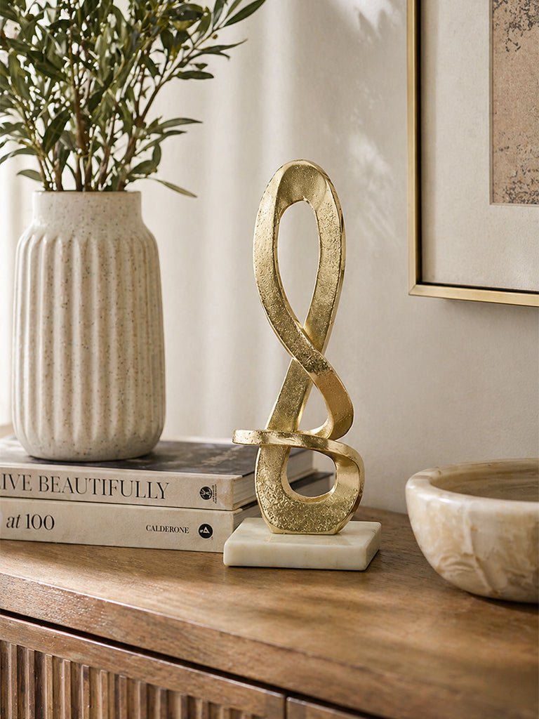Westside Home Gold Knotted Sculpture on Marble Stand