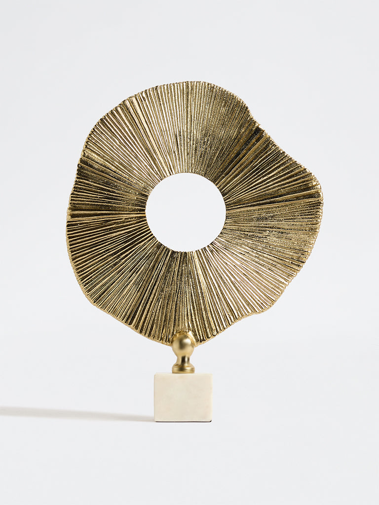Westside Home Gold Sun Sculpture on Marble Stand