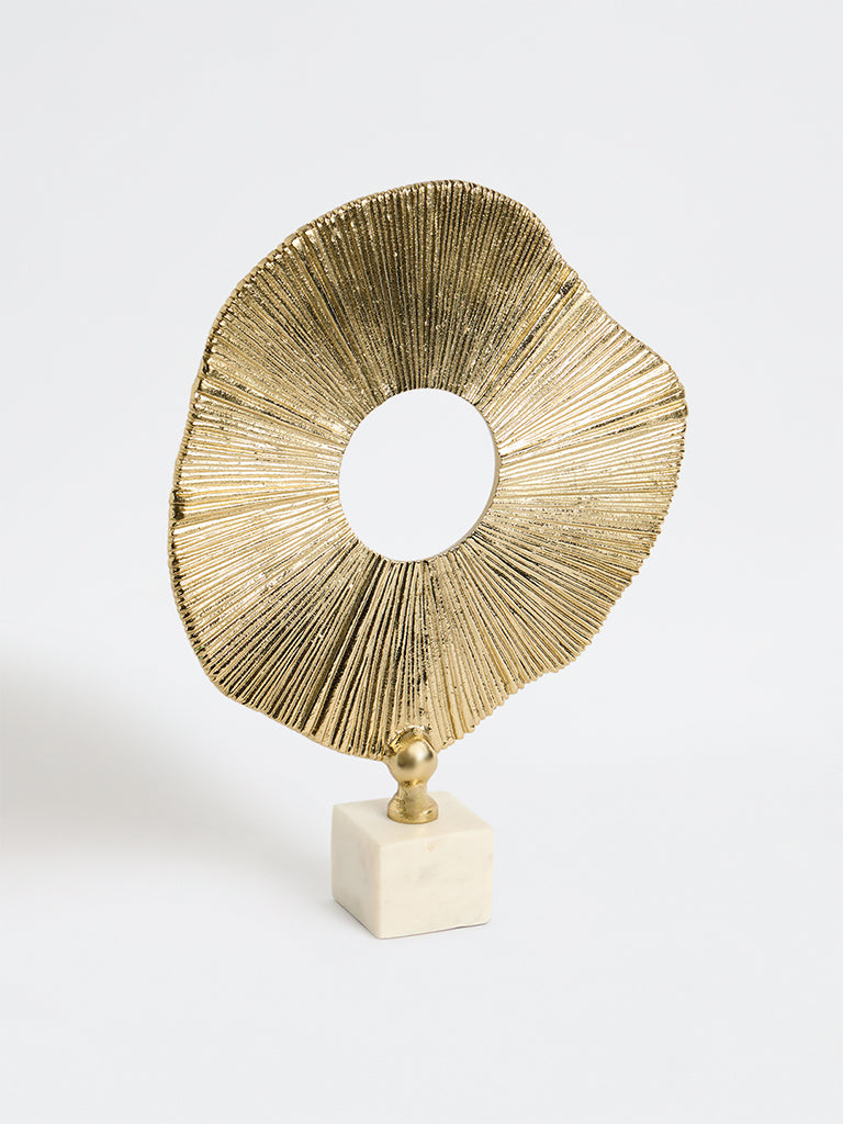 Westside Home Gold Sun Sculpture on Marble Stand