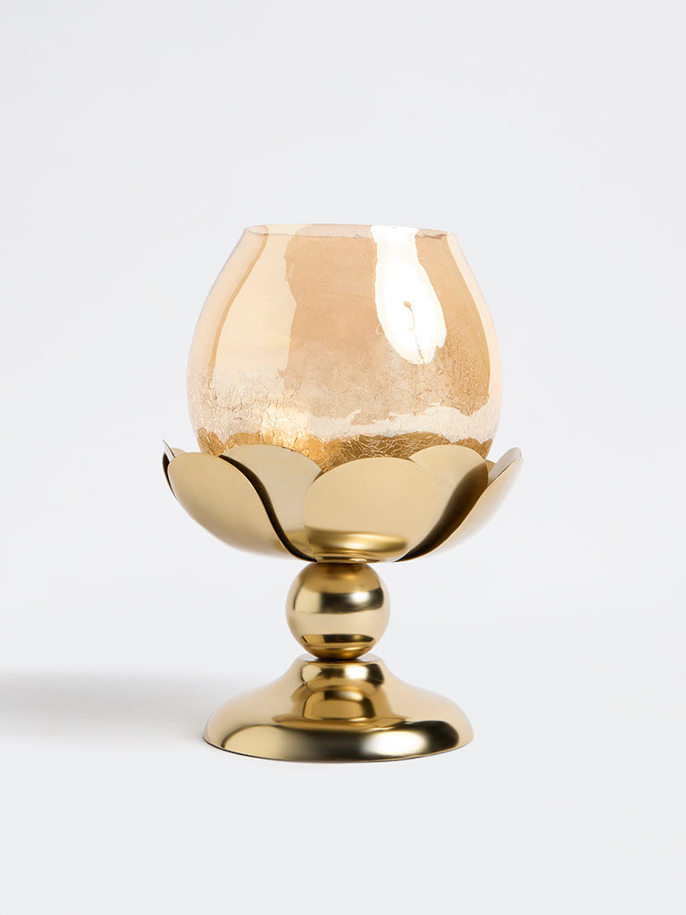 Westside Home Gold Jumbo Lotus Candle Holder on Stand