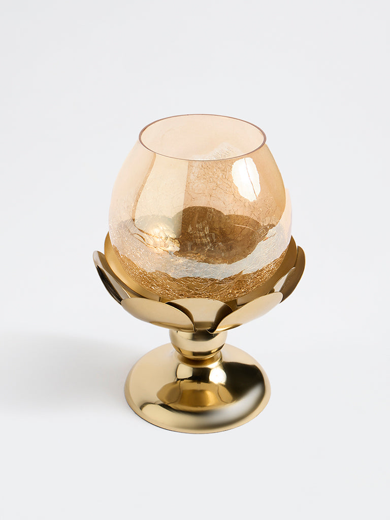 Westside Home Gold Jumbo Lotus Candle Holder on Stand