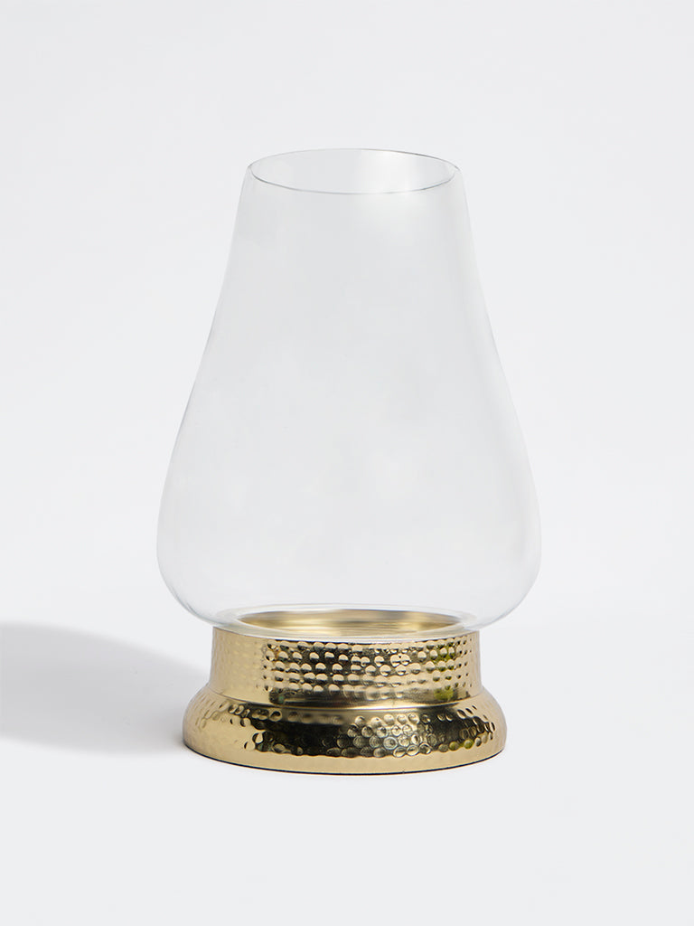 Westside Home Gold Hurricane Candle Holder with Bulb Glass