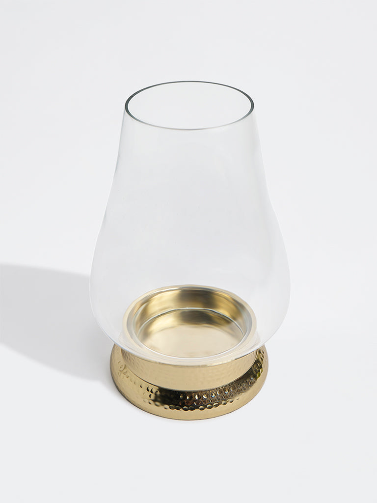 Westside Home Gold Hurricane Candle Holder with Bulb Glass