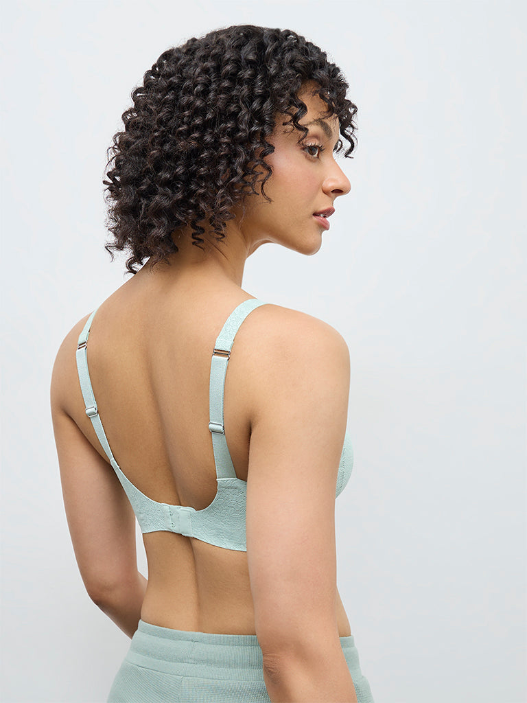 Wunderlove Aqua Floral Lace Padded Bra