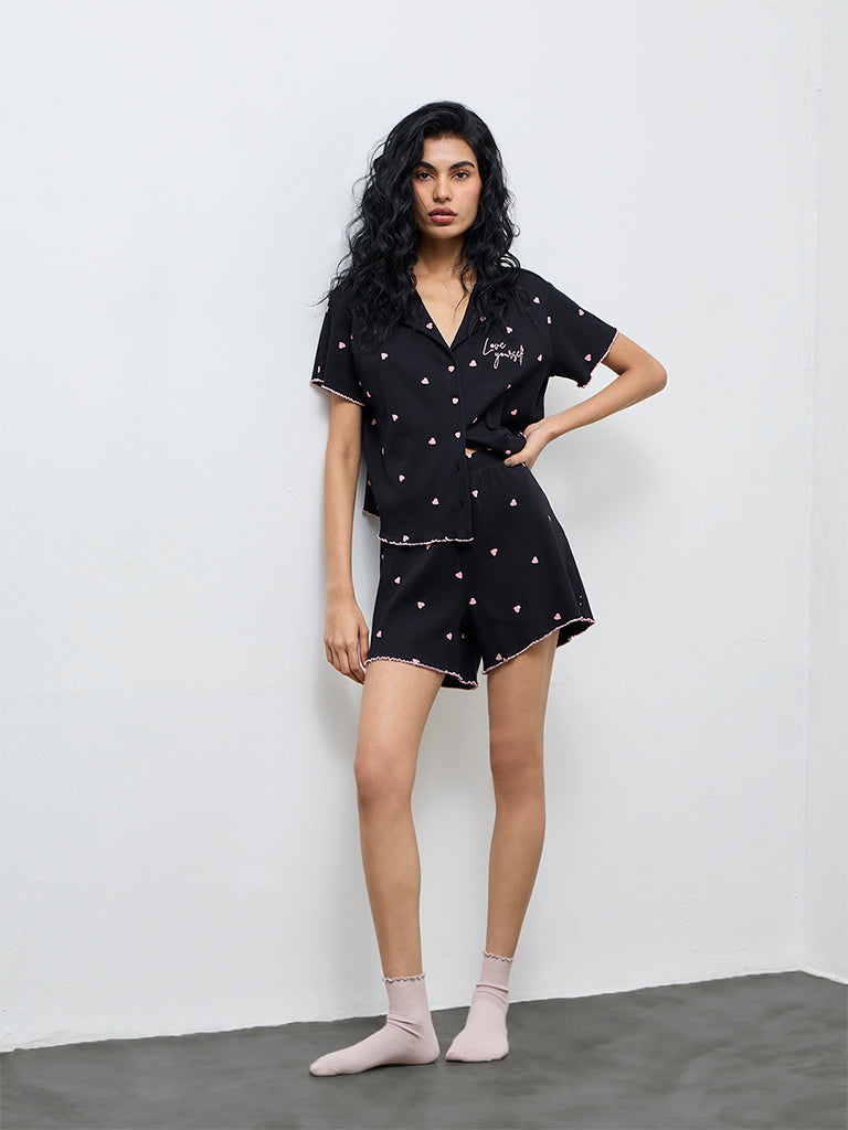 Superstar Black Printed Cotton-Blend Shirt