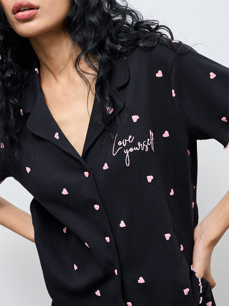 Superstar Black Printed Cotton-Blend Shirt