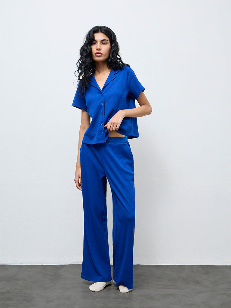 Superstar Blue Waffle-Textured Shirt