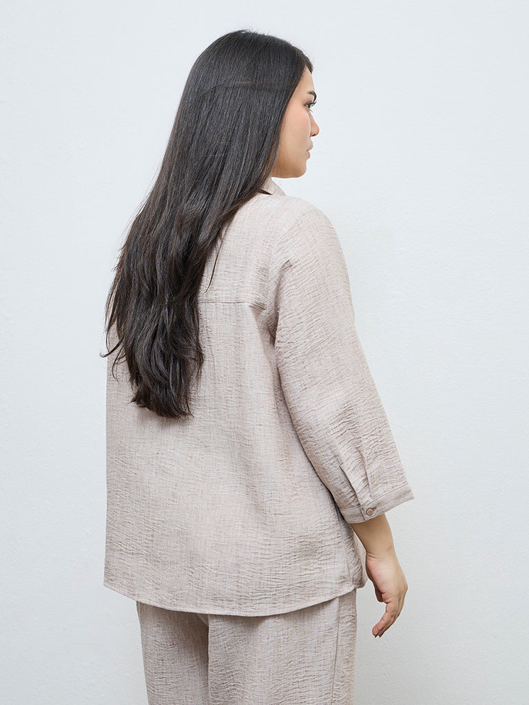 Gia Beige Solid Blouse
