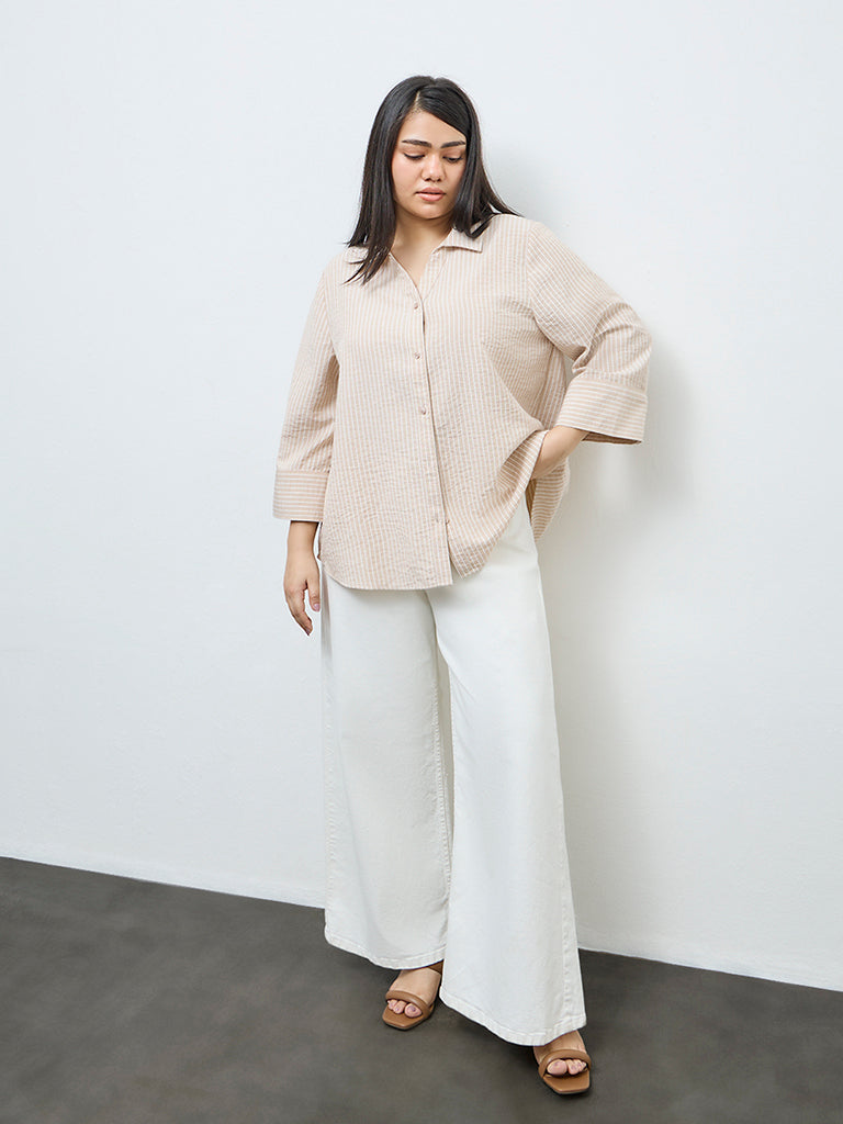 Gia Beige Striped Shirt