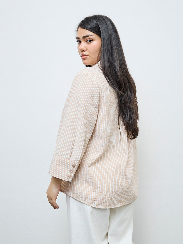 Gia Beige Striped Shirt