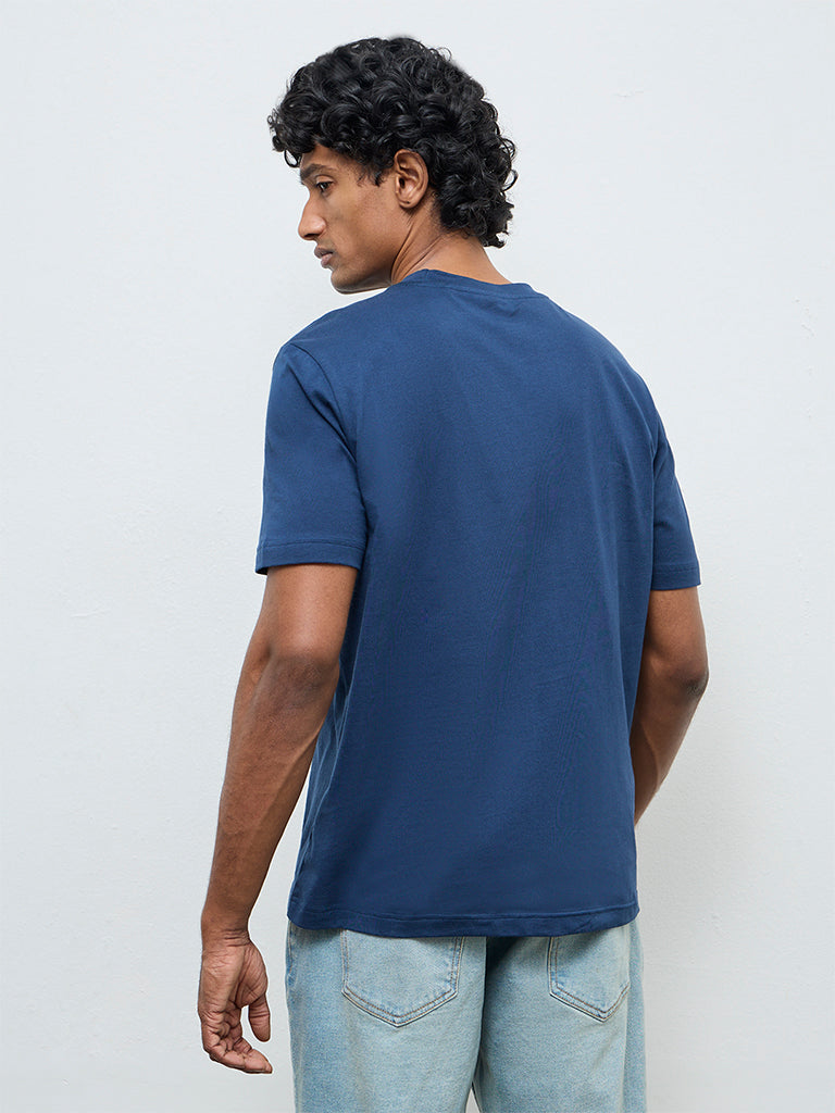 WES Casuals Navy Slim-Fit Cotton T-Shirt