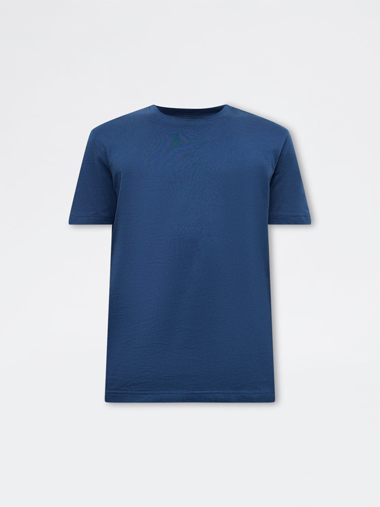 WES Casuals Navy Slim-Fit Cotton T-Shirt