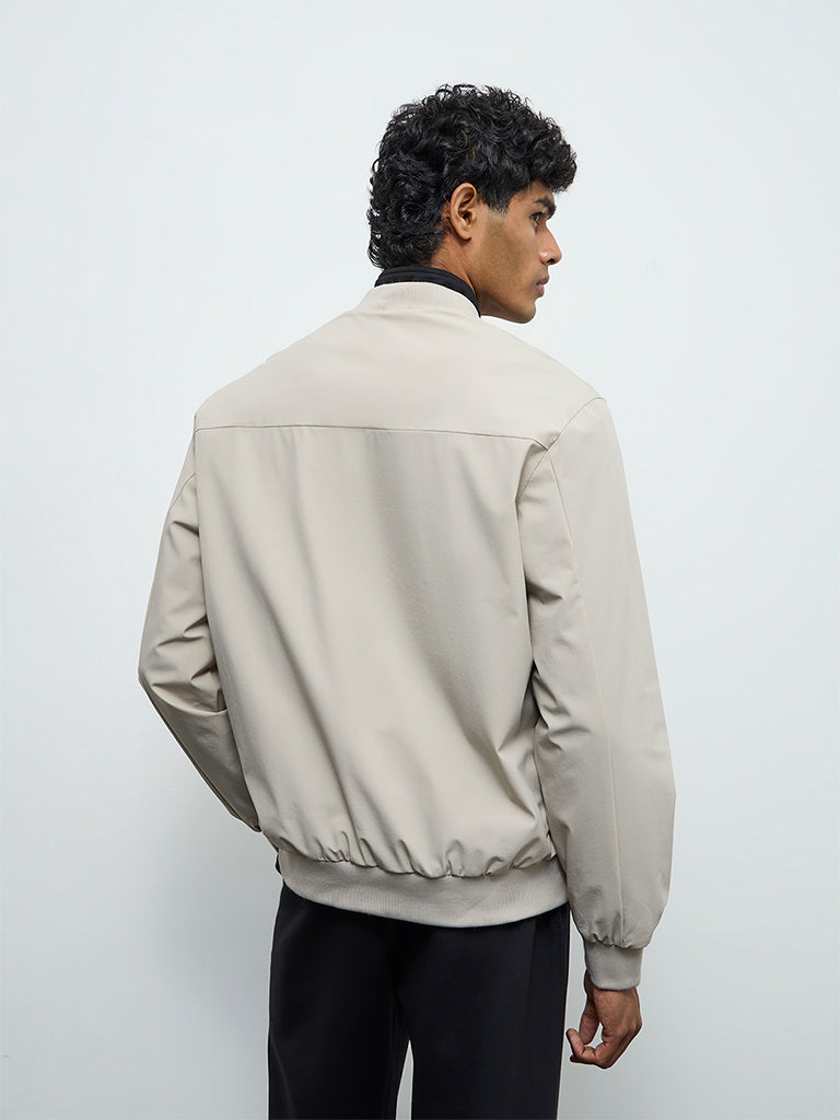 Nuoflexx Light Beige Relaxed-Fit Bomber Jacket