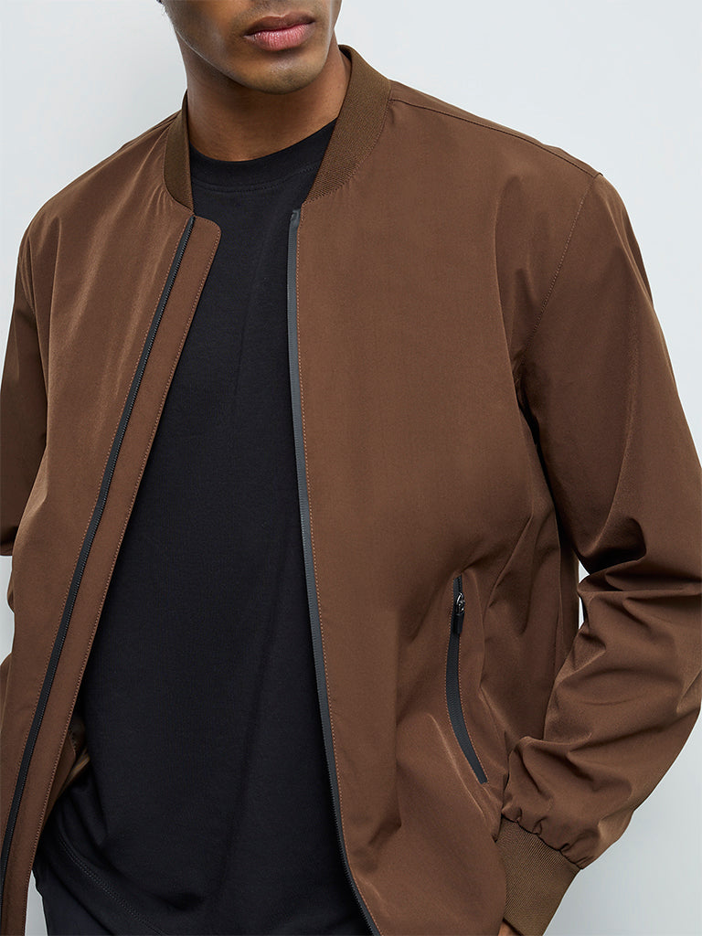 Nuoflexx Brown Relaxed-Fit Bomber Jacket