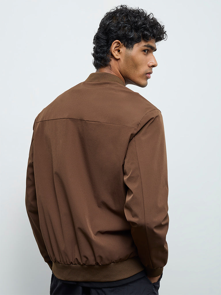 Nuoflexx Brown Relaxed-Fit Bomber Jacket