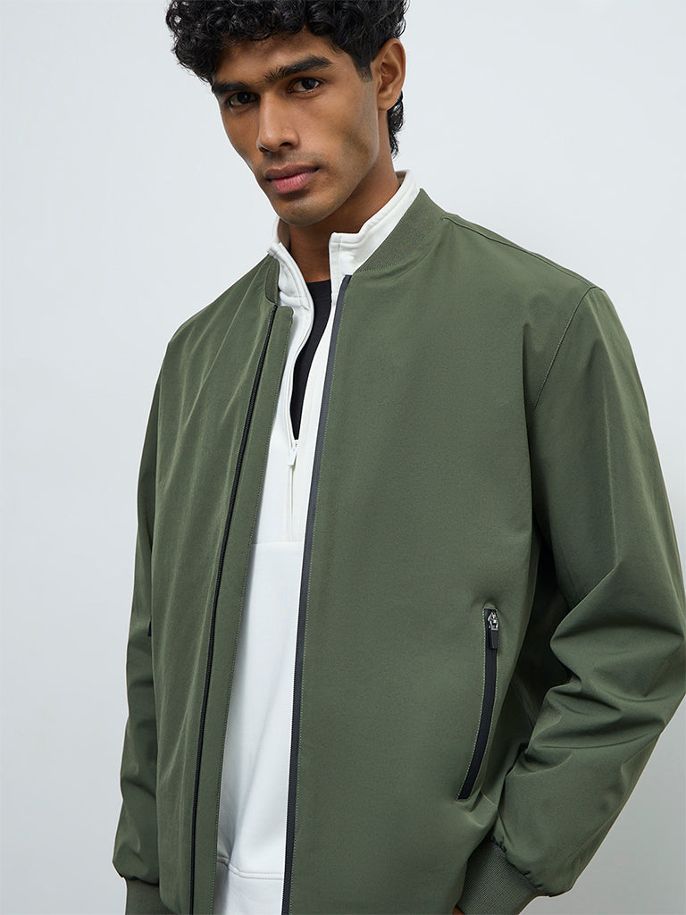 Nuoflexx Olive Relaxed-Fit Bomber Jacket