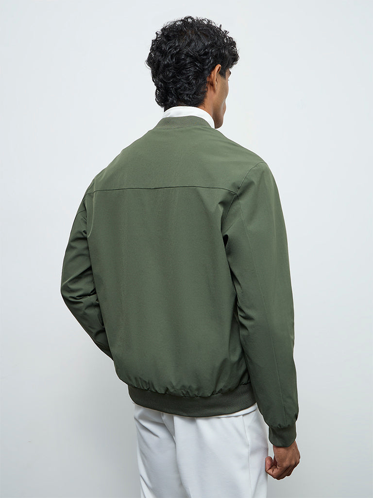 Nuoflexx Olive Relaxed-Fit Bomber Jacket