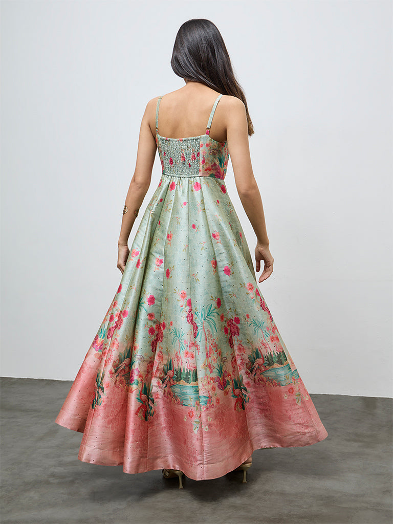Buy Vark Green Floral Pattern A-Line Dress from Westside Buy Vark Green Floral Pattern A-Line Dress from Westside