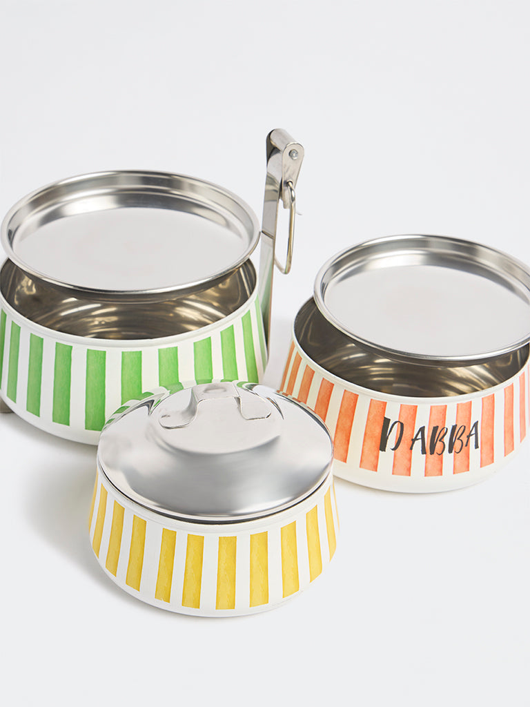 Westside Home Multicolour Striped 3 Tier Lunch Box