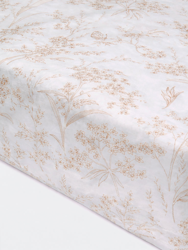 Westside Home Beige Floral Reversible Double Bed Comforter