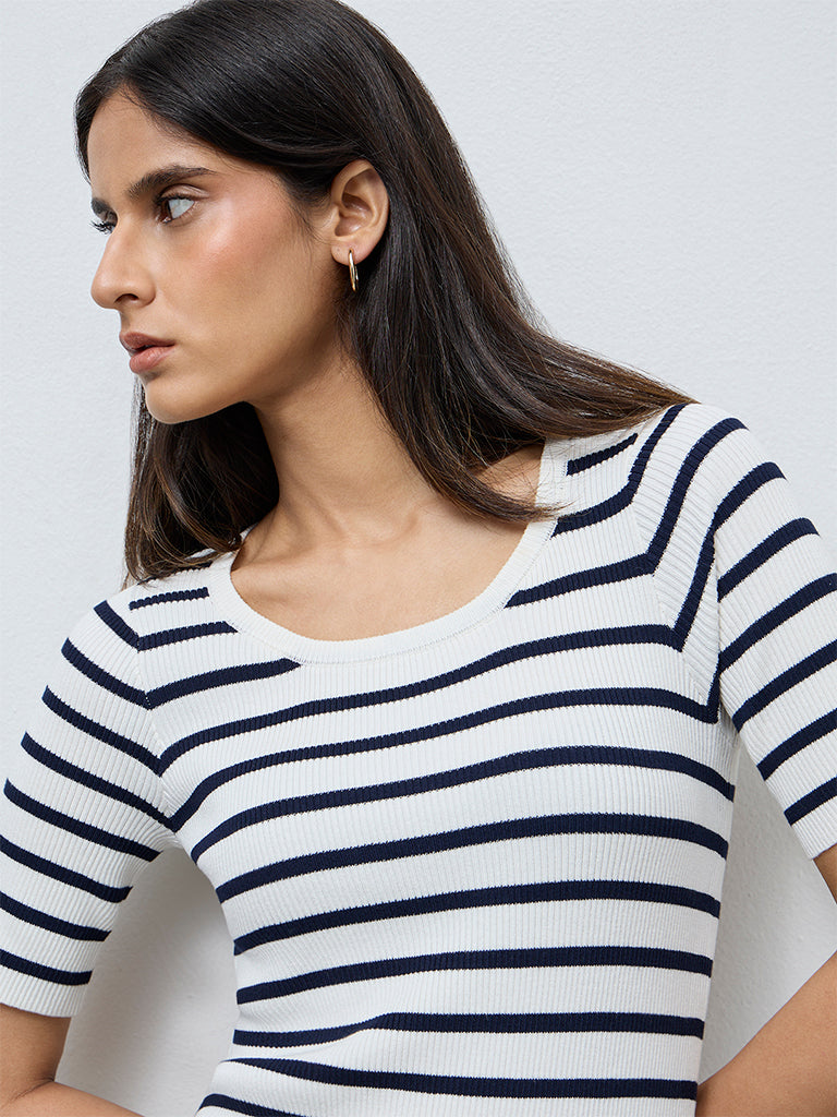Buy Wardrobe White Stripe Printed Bodycon Dress from Westside Buy Wardrobe White Stripe Printed Bodycon Dress from Westside
