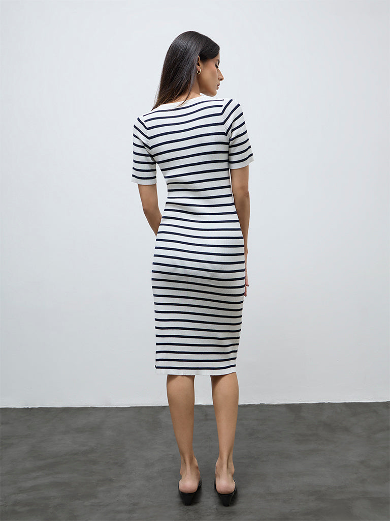 Buy Wardrobe White Stripe Printed Bodycon Dress from Westside Buy Wardrobe White Stripe Printed Bodycon Dress from Westside