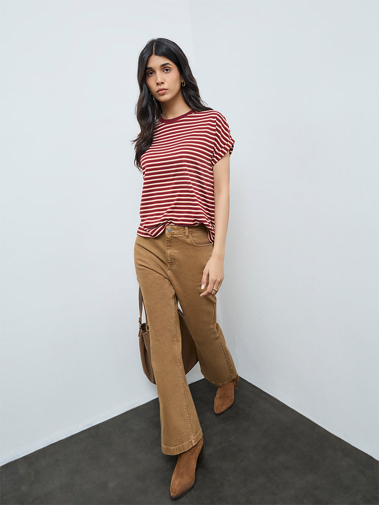 LOV Burgundy Striped T-Shirt