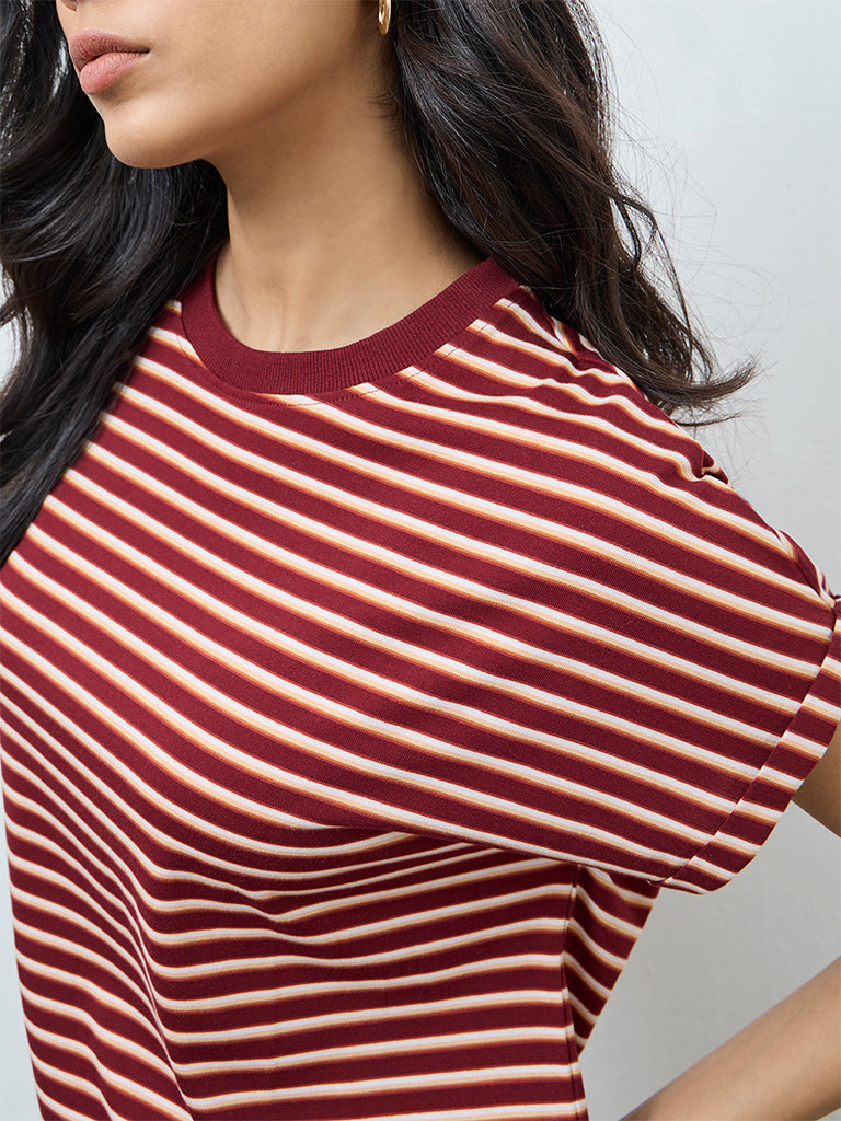 LOV Burgundy Striped T-Shirt
