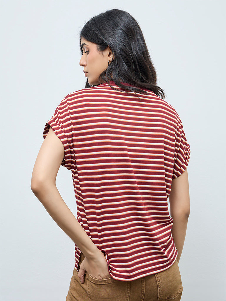 LOV Burgundy Striped T-Shirt