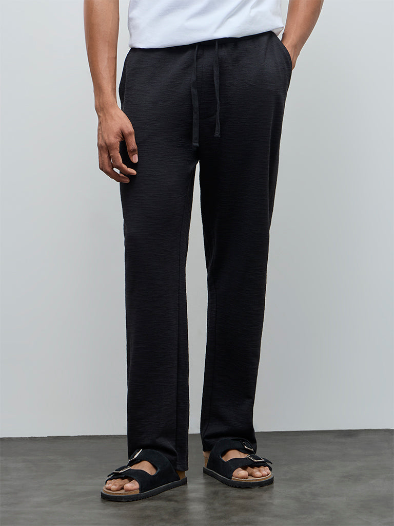 ETA Black Relaxed-Fit Mid-Rise Cotton-Blend Chinos