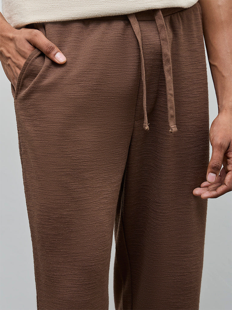 ETA Brown Relaxed-Fit Mid-Rise Cotton-Blend Chinos
