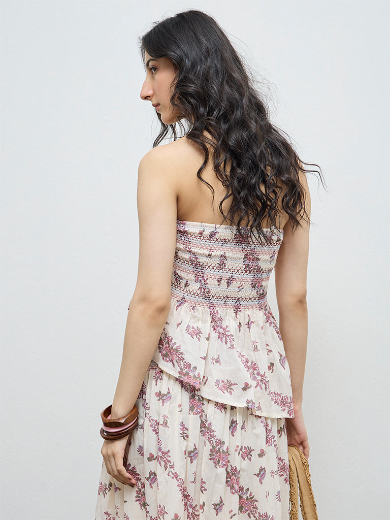 Bombay Paisley Cream Floral Cotton Tube Top