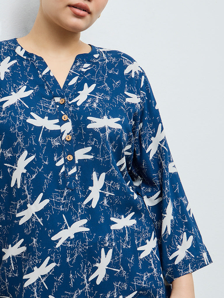 Diza Navy Printed Tunic