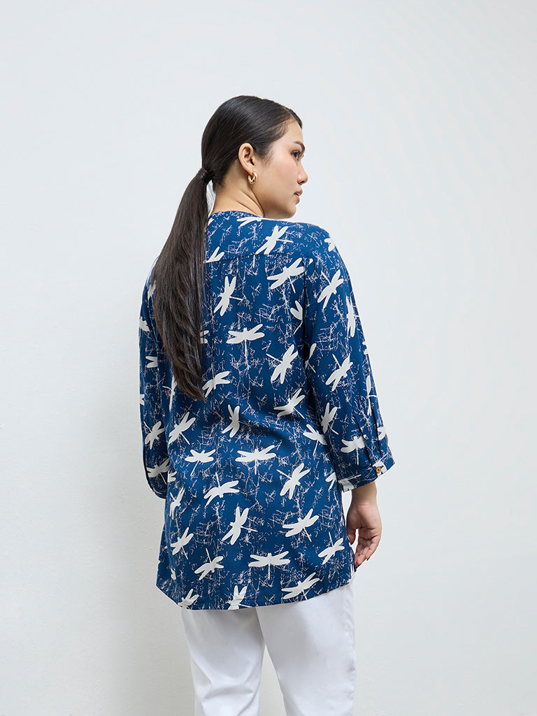 Diza Navy Printed Tunic