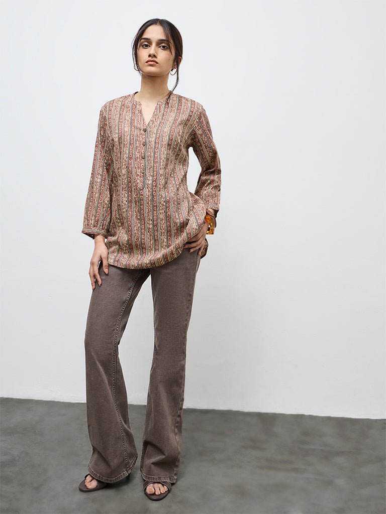 Utsa Brown Printed Tunic
