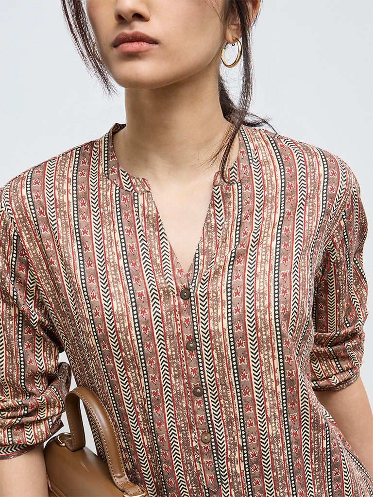 Utsa Brown Printed Tunic