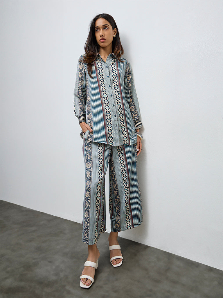 Utsa Green Printed Palazzos