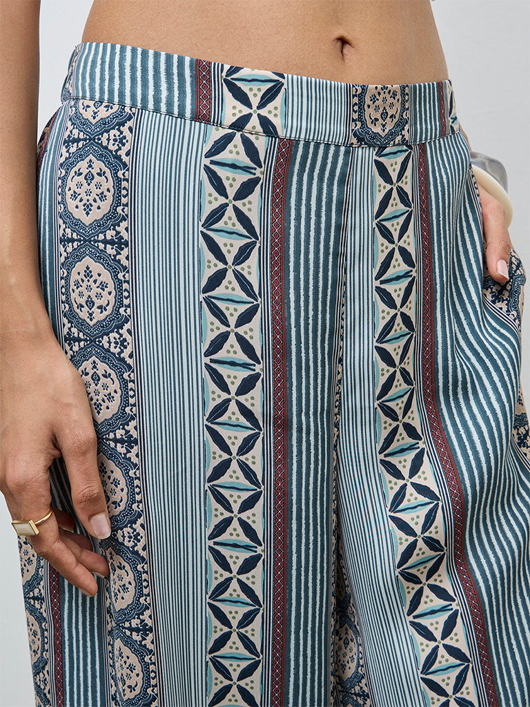 Utsa Green Printed Palazzos