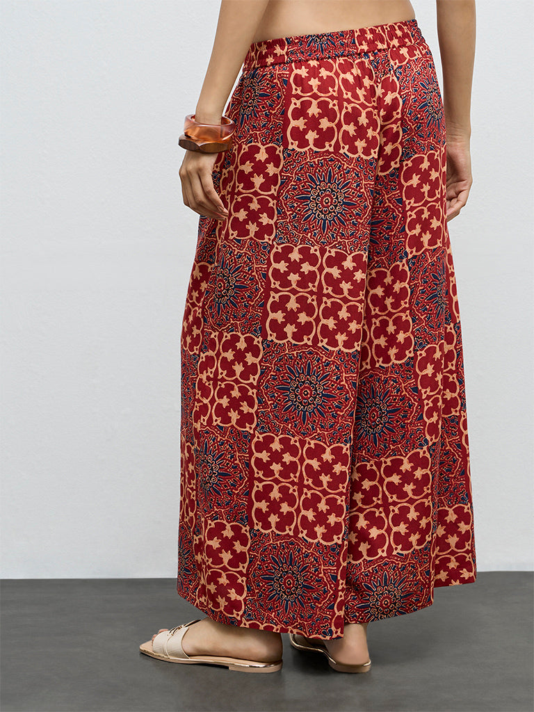 Utsa Red Printed Palazzos