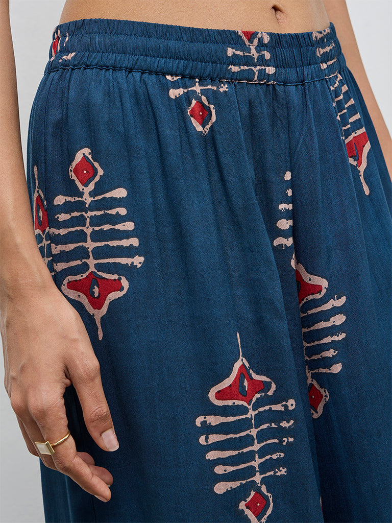 Utsa Indigo Printed Palazzos