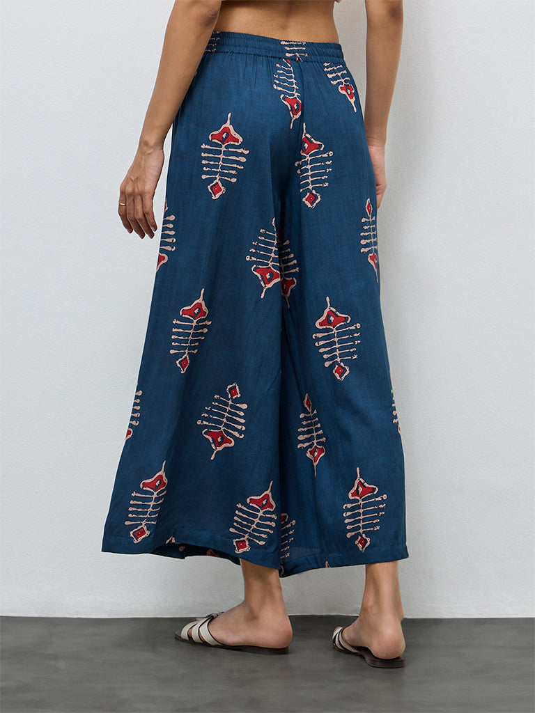 Utsa Indigo Printed Palazzos
