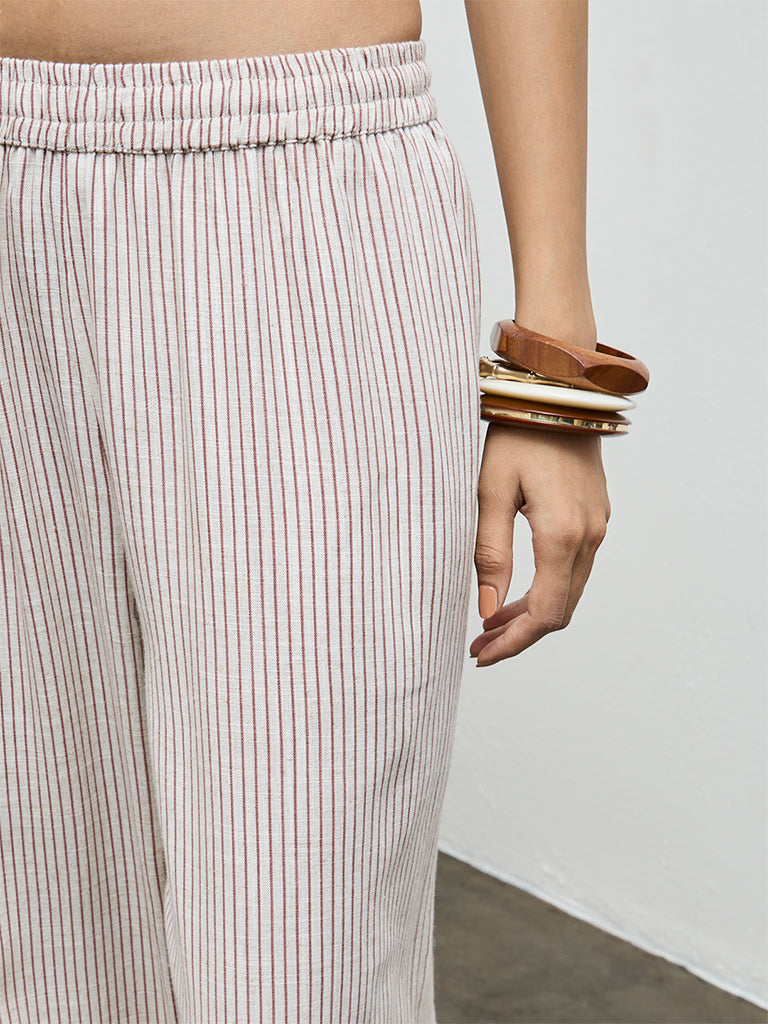 Utsa Brown Striped Pants