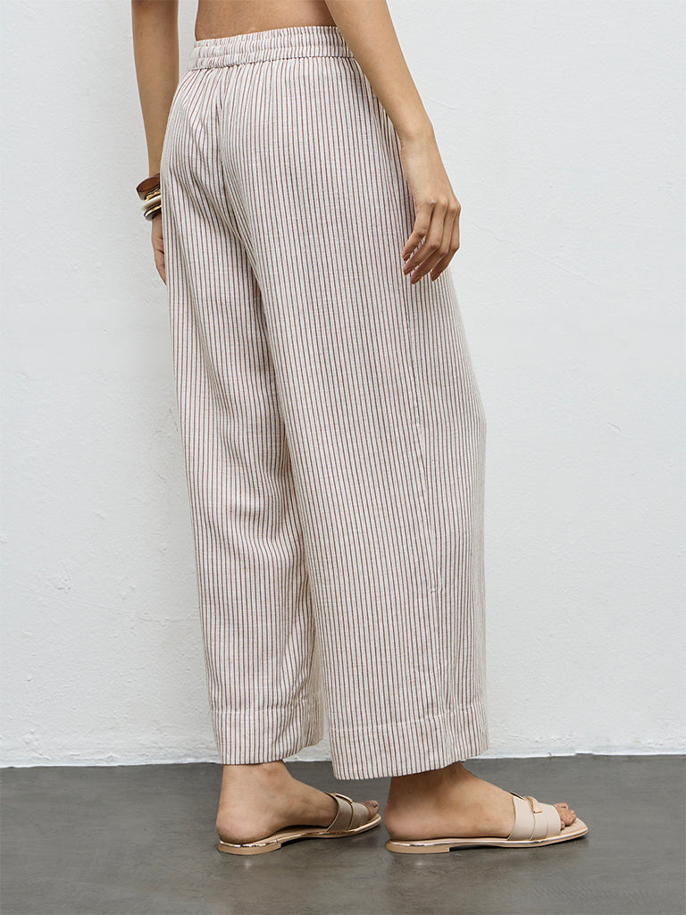 Utsa Brown Striped Pants