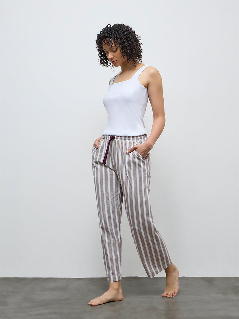 Wunderlove White Ribbed-Textured Cotton-Blend Camisole