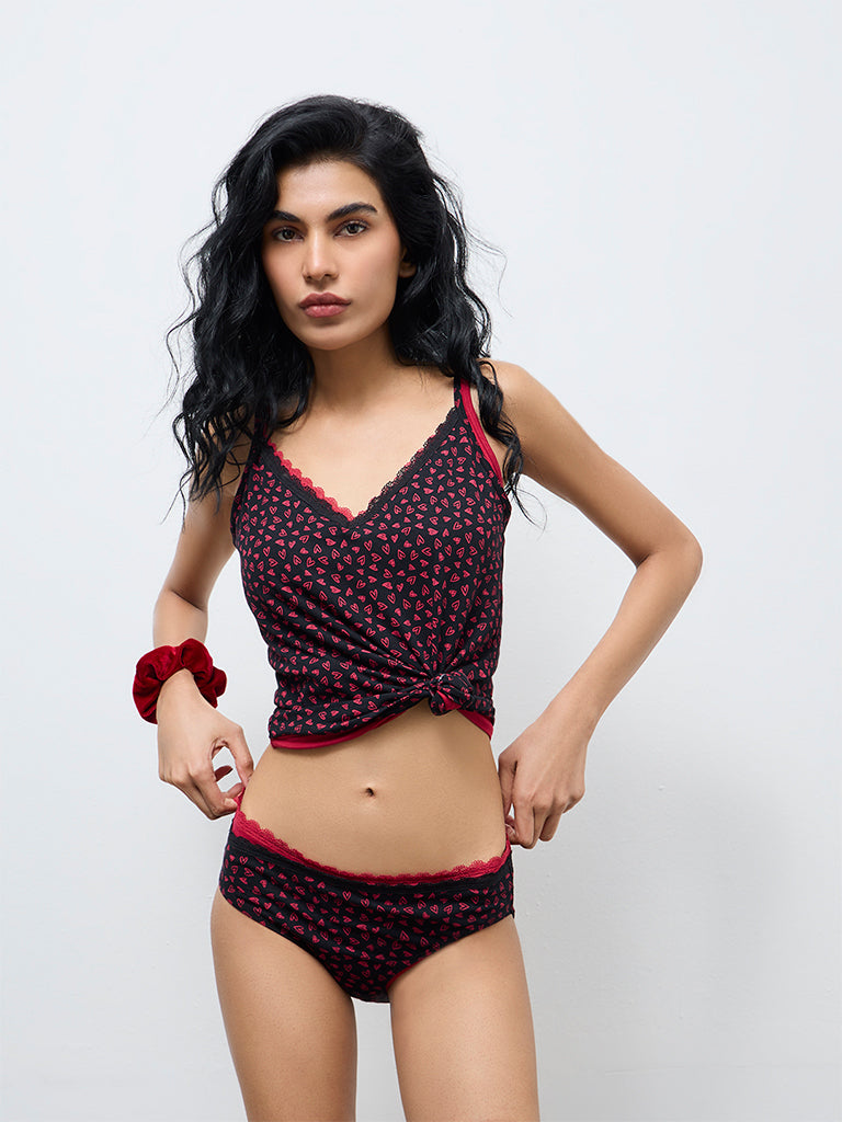 Superstar Red Printed Cotton-Blend Bikini Briefs - Pack of 2