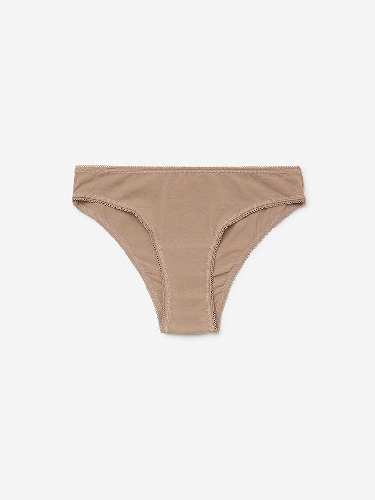 Superstar Beige Cotton-Blend Brazilian Briefs - Pack of 2
