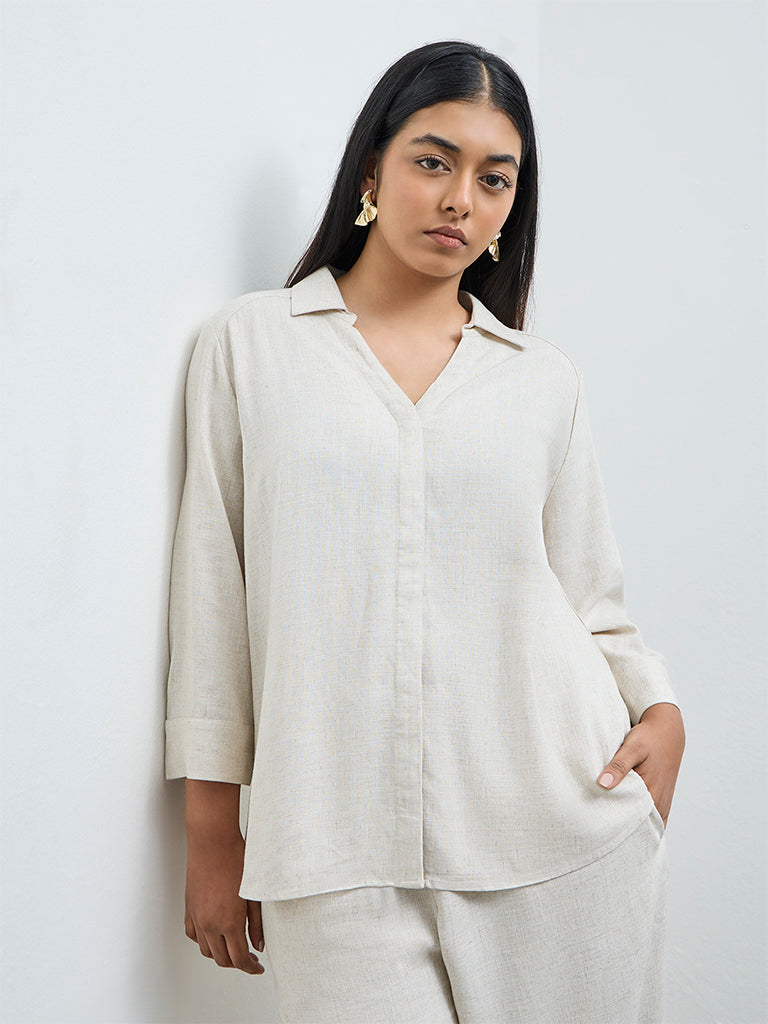 Gia Beige Solid Shirt