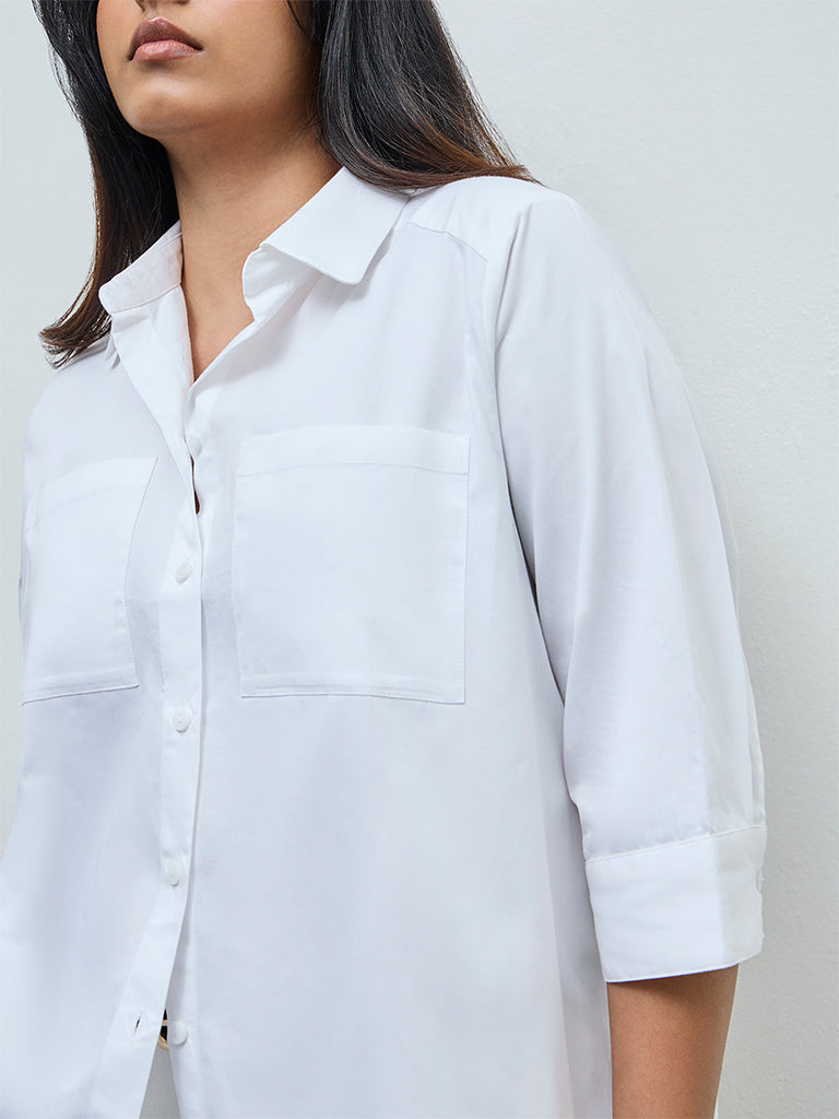 Gia White Solid Cotton Shirt